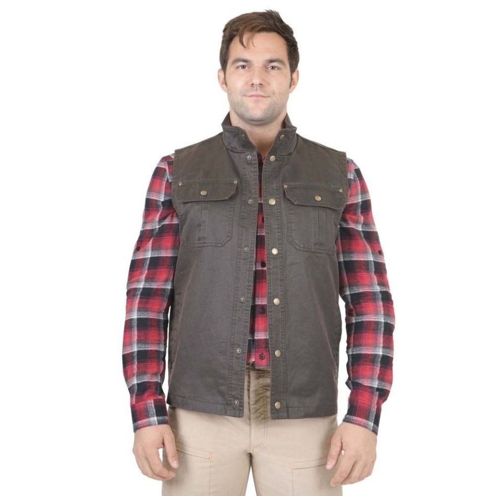 Mountain and Isles Canvas Vest Flannel Lined XXL Brown Mens